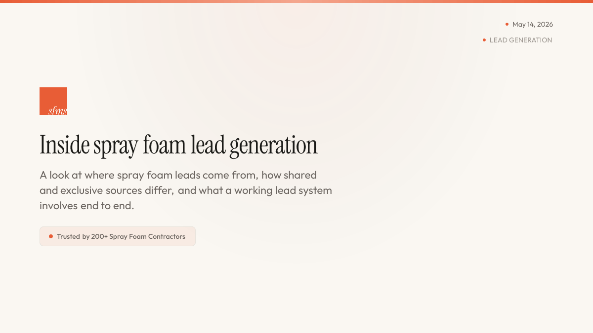 Inside spray foam lead generation
