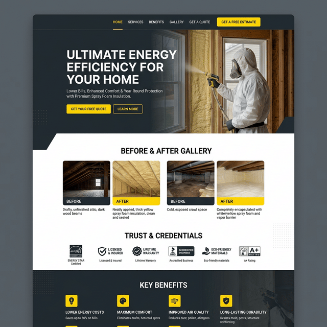 Lead Generation Focused Spray Foam Website High-converting spray foam contractor website design optimized for lead generation