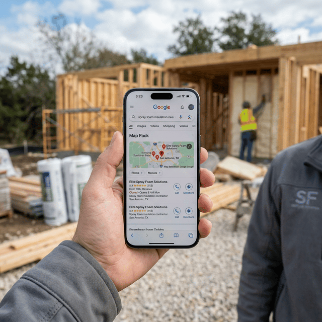 #1 Google Map Pack Ranking for Spray Foam Contractors Google Local Service Ads and Map Pack ranking #1 for a spray foam insulation contractor
